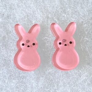 Pink Peep Easter Bunny Bunnies Acrylic Stud Earrings